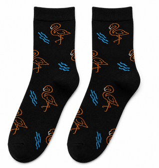 Midnight Flamingo Socks, Ladies Midnight Flamingo Socks, Ladies’ Midnight Flamingo Socks, Ladies’ Flamingo Socks, Black Flamingo Socks, Neon Flamingo Socks, Tropical Socks For Ladies, Bird Socks For Ladies, Novelty Socks For Ladies, Colourful Flamingo Socks, Tropical Bird Socks, Fun Socks For Ladies