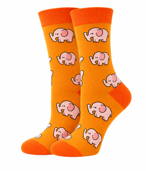 Trunkful Of Joy: Elephant Socks, Ladies Trunkful Of Joy: Elephant Socks, Ladies Trunk Up For Luck Elephant Crew Socks, Ladies Elephant Socks, Women's Elephant Socks, Elephant Print Socks, Cute Elephant Socks, Pink Elephant Socks, Elephant Pattern Socks, Animal Print Socks, Cute Animal Socks, Novelty Crew Socks, Ladies Novelty Socks, Women's Cute Socks, Safari Animal Socks