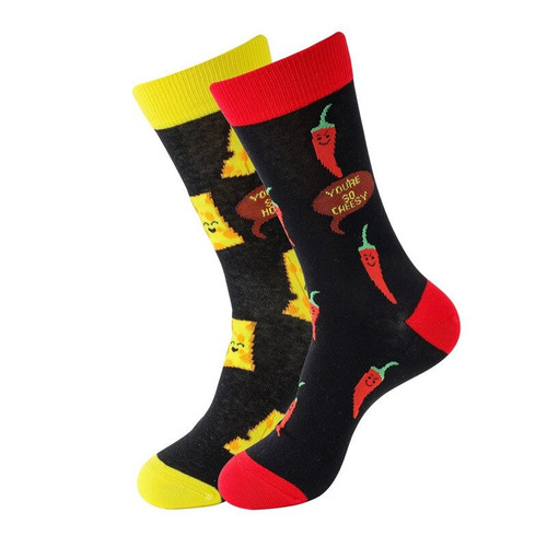 Novelty Mismatched Cheese/Chilli Funny Socks