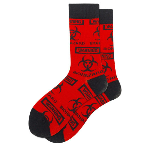 Warning Biohazard Socks, Warning socks, men's warning biohazard socks, biohazard socks, biohazard crew socks