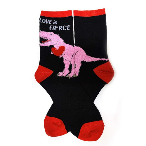 Love is Fierce Dinosaur Socks