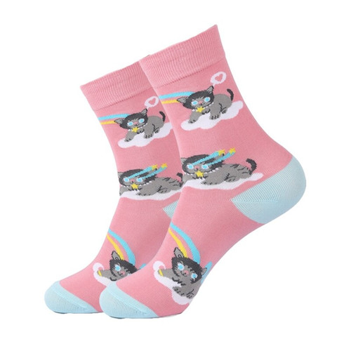 Pink Rainbow Cat Socks