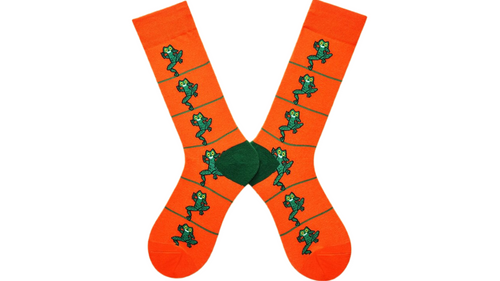 Orange Happy Frogs Socks, frog socks, sock boutique, ladies frog socks, orange froggy socks, sock boutique nz, cool socks, amazing socks, best socks ever, perfect gift