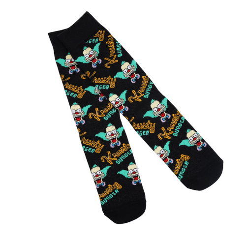 Ladies Krusty the Clown (The Simpsons) Socks, krusty socks, krusty the clown socks, krusty from the simpsons socks, the simpsons socks, Krusty the Clown Burger Socks