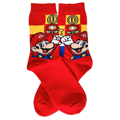 Red Super Mario Socks, unisex Red Super Mario Socks, mario socks, supermario crew socks