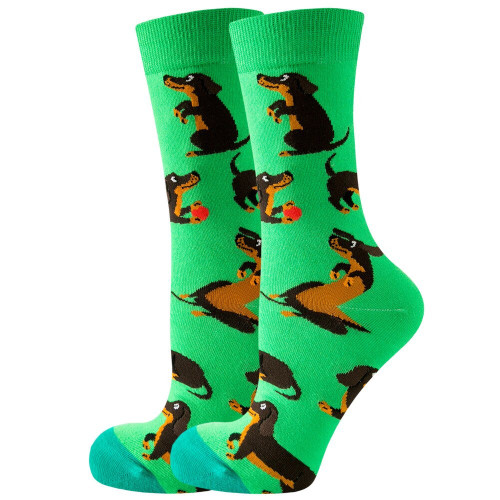 Green Dachshund Dog Socks