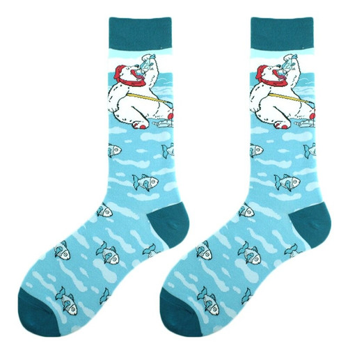 Hungry Polar Bear Socks, polar bear socks, fish, fish socks, hungry polar, sock boutique