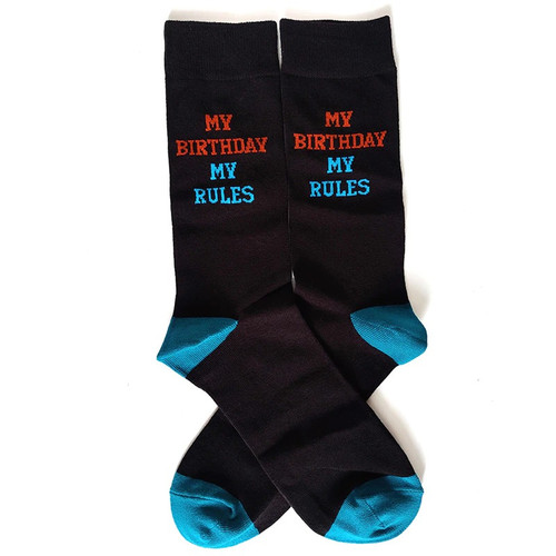 My Birthday My Rules Socks, novelty socks, novelty crew socks, sock boutique