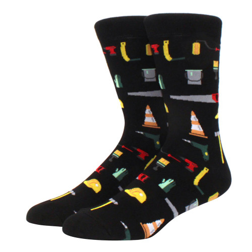 Men's Black Construction Socks, construction socks, sock boutique