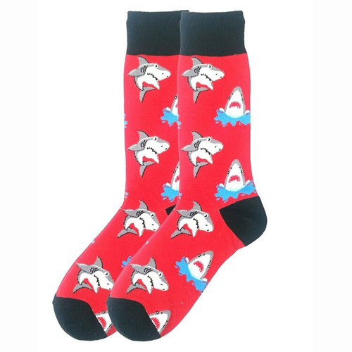 Red Shark Socks, shark socks, sock boutique, red shark, sharky, hungry shark, fish, Red Shark Socks, Unisex Red Shark Socks
