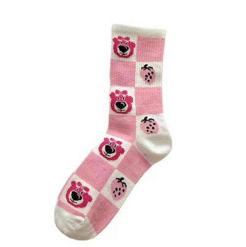 Lotso Pink Bear Socks, losto, disney pink bear socks, pink socks, ladies bear socks, sock boutique