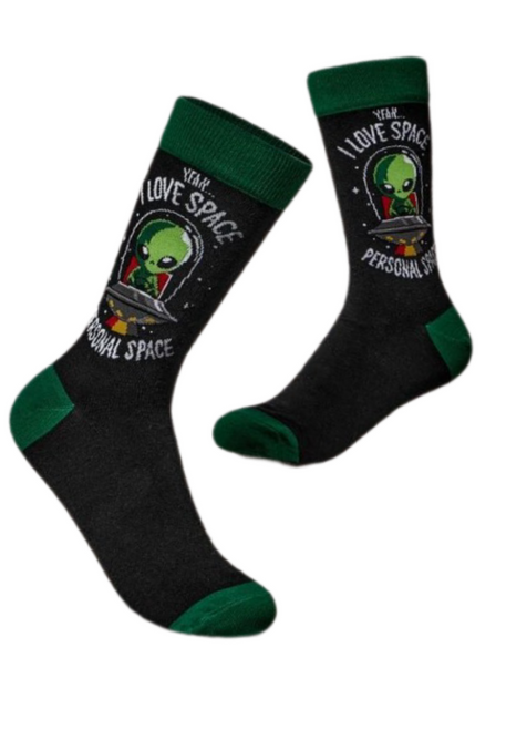 I love Space... Personal Space Socks, personal space socks, sock boutique, personal space socks, alien socks, ladies alien socks, novelty socks, ladies novelty space socks
