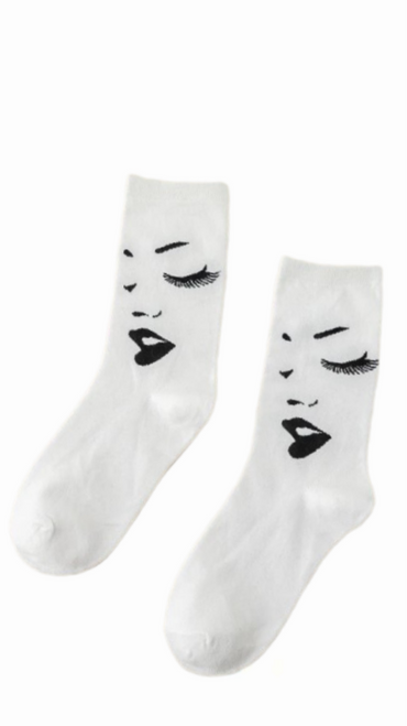 White Figure Socks, face socks, sock boutique, novelty socks