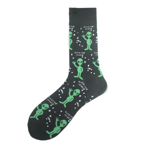 Give Me Space Alien Socks, space socks, alien socks, novelty socks, humorous socks, funny socks, gift socks, dad joke socks, sock boutique, socks with puns