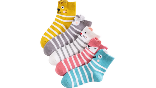 Girls socks, teen socks, animal socks, perfect gift for teenage girls, sock boutique, nz socks, funky socks, cute socks, striped socks, 5 pack