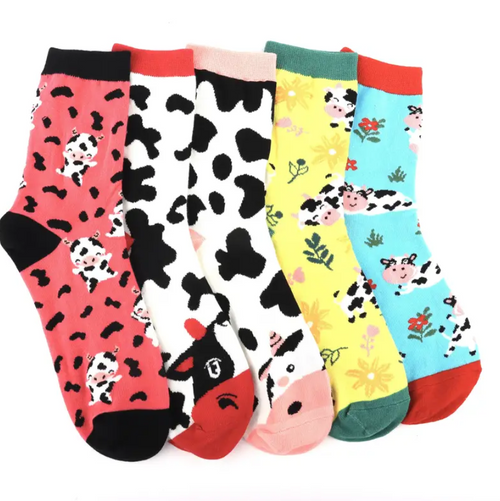 Crazy About Cows Socks, cow socks, multipack cows, crew socks with cows, cow print socks, cows, cow theme, cow themed socks, cute cow socks