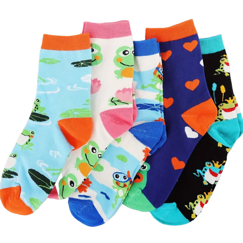 Ladies Hop to it Frog Socks, frog socks, ladies frog socks, ladies crew frog socks, froggy socks, leap to it socks, leap frog socks, gift pack socks, ladies gift socks, multi pack socks