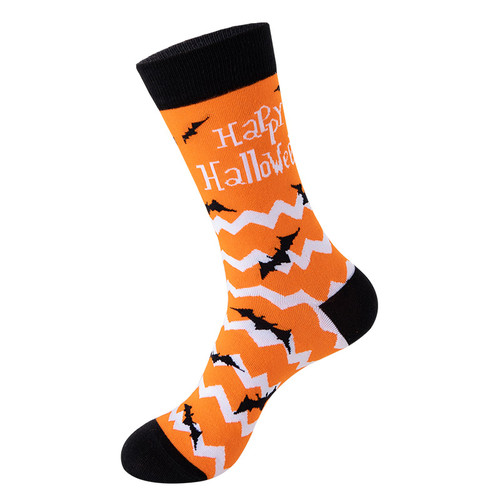 Halloween Bat Socks, Men's Halloween Bat Socks, bat socks, bat crew socks, orange halloween socks