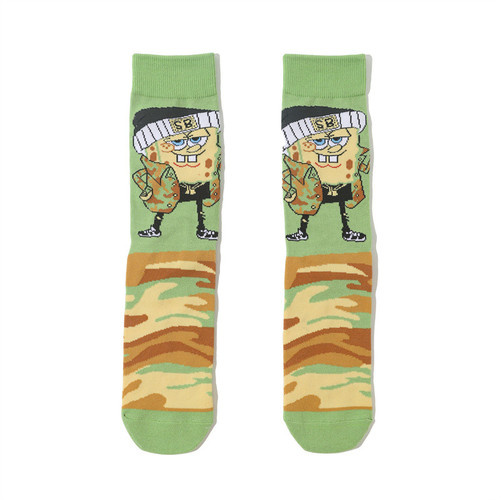Men's Camouflage SpongeBob Socks, Camo SpongeBob Socks, Camo SpongeBob Crew Socks, SpongeBob Socks