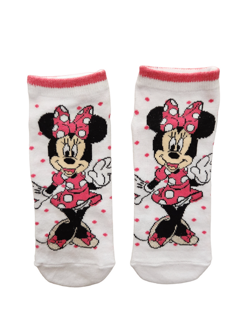 Ladies White Minnie Mouse Pose Ankle Socks