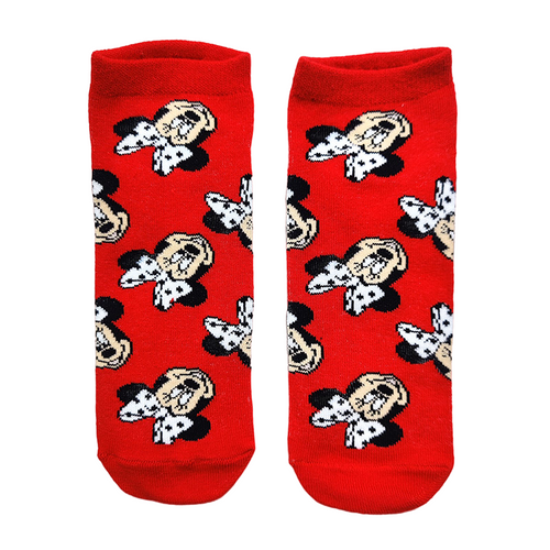Ladies Red Minnie Mouse Face Ankle Socks