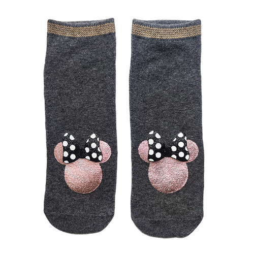 Ladies Minnie Mouse Pink Head Textured Socks