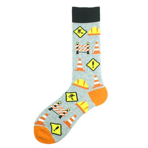 Construction Socks, Construction Crew Socks, Men's Construction Socks, Orange road cone socks