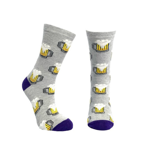 Grey Beer Socks, Men's beer socks, frothy beer socks, beer themed socks, pitcher beer socks