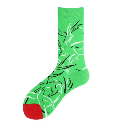Green Bird Sock, Ladies Green Bird Sock, Green Bird Crew Socks, Bird Socks for ladies, Birdy socks