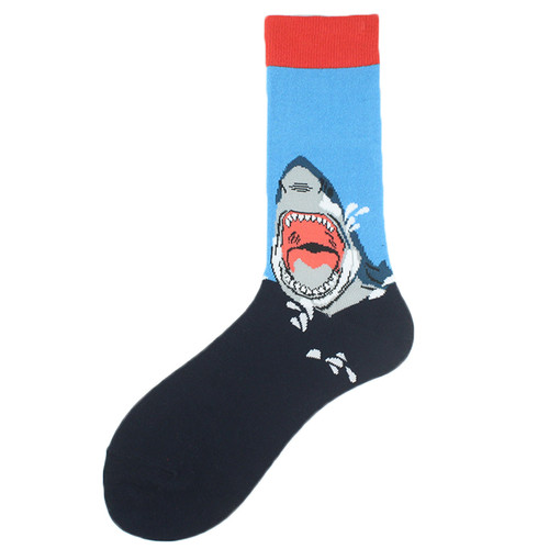 Angry Shark Crew Socks, Men's Angry Shark Crew Socks, Shark Socks, Shark Crew Socks