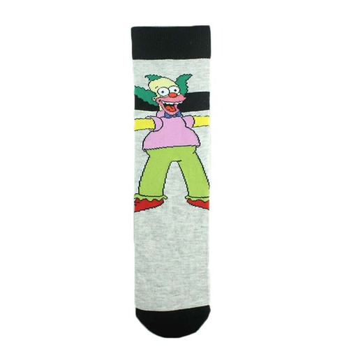Grey Krusty The Clown Socks, Krusty Socks, The Simpsons Socks, Tv Show socks