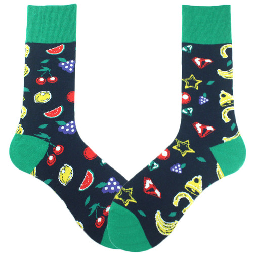 Fruit Socks, Men's fruit socks, Men's fruit crew socks, food socks, juicy fruit socks for men