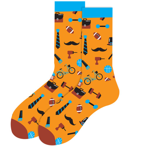 Hobby Socks, Men's Hobby Socks, Manly activity socks, Hobbies of a man socks, hobby crew socks, large novelty socks for men