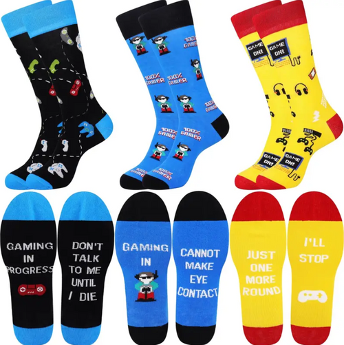 Men's Funny Gaming Crew Socks, Gaming Socks, Men's Gaming Socks, Funny gaming socks for men, perfect gift for gamer socks