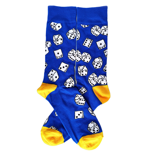 Blue Dice Socks, Men's Blue Dice Socks, Men's dice socks, Dice Socks, Dice Crew Socks