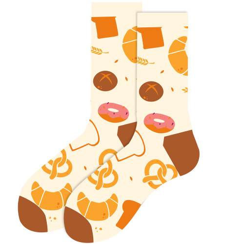 Donut & Croissant Socks, Men's Donut & Croissant Socks, Larger Size Donut & Croissant Socks, Men's Larger Size Socks