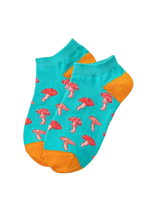 Mushroom Socks, Ladies Mushroom Socks, Mushroom Ankle Socks, Ladies mushroom ankle socks