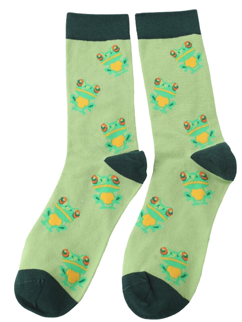 Frog Pattern Socks, Ladies  Frog Pattern Socks, Frog Socks, Froggy Socks, Green Frog Socks