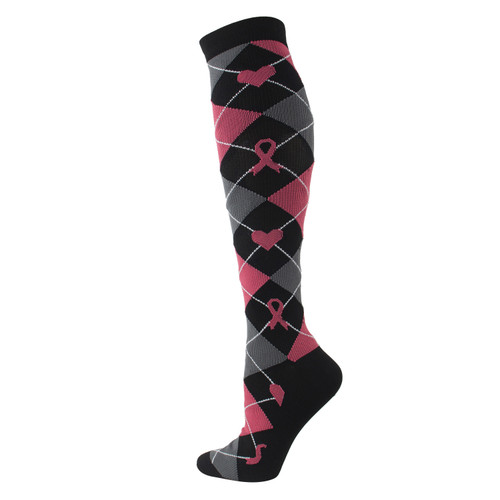 Pink Heart & Ribbon Breast Cancer Awareness Socks, Compression socks, compression ladies