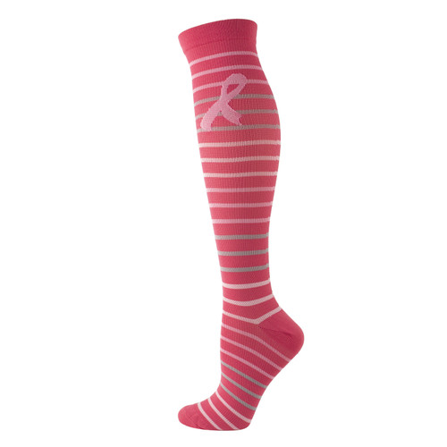 Pink Striped Breast Cancer Awareness Socks, Compression socks, compression ladies