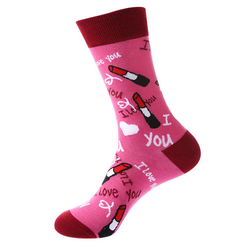 I Love You Lipstick Socks, i love you socks, ladies i love you socks, lipstick socks, lipstick crew socks
