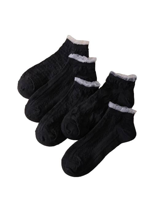 Black Textured Short Socks, Ladies Black Textured Short Socks, Textured Socks