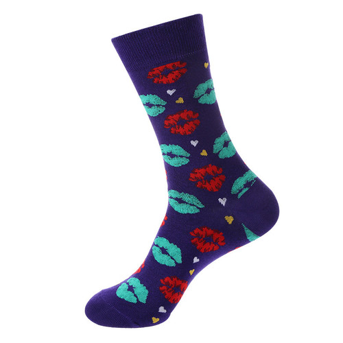 Purple Lips Socks, lips socks, kiss socks, kisses socks, heart socks