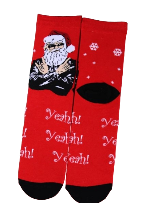 Rock On Santa Socks, Santa Socks, Christmas Socks, Santa Claus Socks
