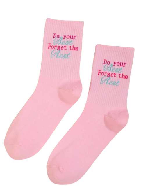 Pink Socks, "Do Your Best Forget The Rest" Socks, Quote Socks, Inspirational socks, inspo socks