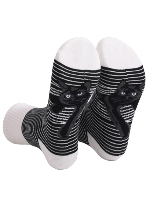 Black & White Striped Cat Socks, Ladies Black & White Striped Cat Socks, Cat Socks, Striped Cat Socks, Sneaky Cat Socks, Surprise Cat Socks