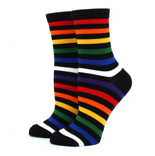 Rainbow Striped Crew Socks, Rainbow Striped Socks, Ladies Rainbow Striped Socks, Rainbow Socks, Rainbow pride, Rainbow pride socks