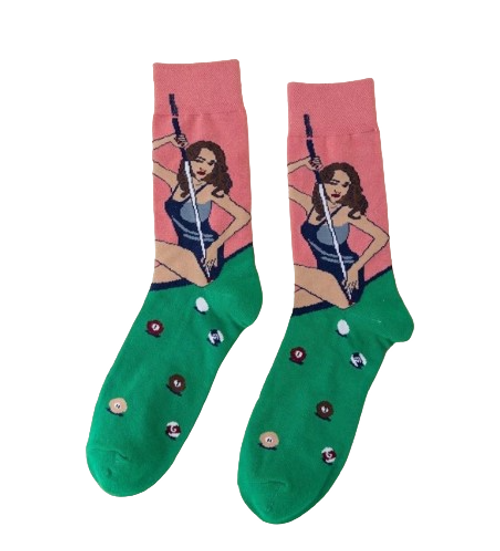 Hot Chick: Game of Pool Socks, Pool Socks, Gaming socks, hot chick socks, Hot Chick Playing Pool Socks
