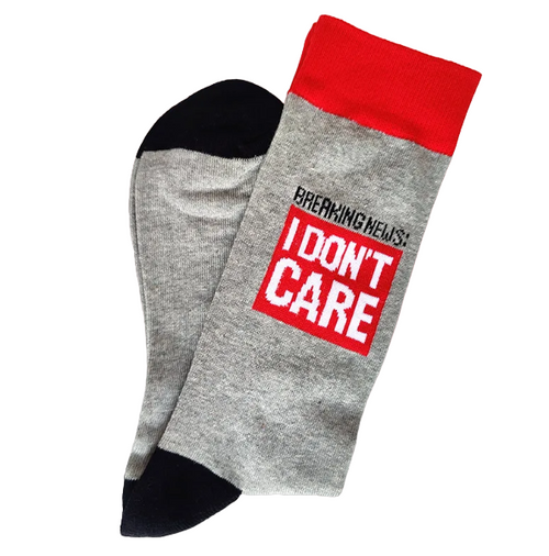 Breaking News: I Don't Care Socks, Humourous socks, funny socks, funny men's socks, perfect gift socks