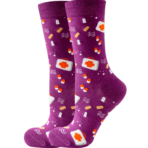 Purple Drug Socks, Drug socks, ladies drug socks, medicine socks, med socks, medical socks, Purple Medicine Socks